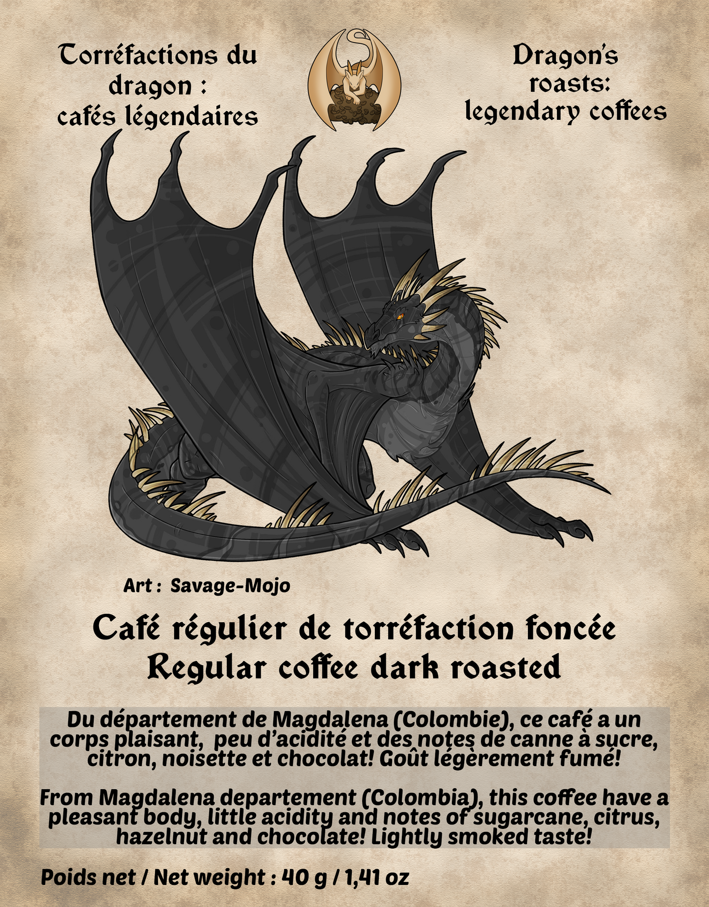 Regular dark roasted coffee